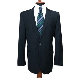hugo boss suit jacket 44r red label slim fit wool black striped dual vent